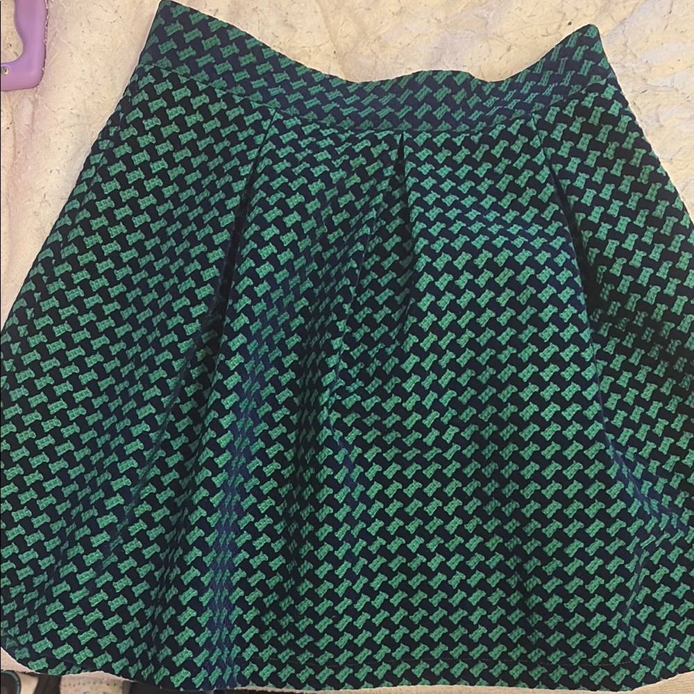 Green Mini A-Line Pleated Skirt for Cocktail Night Out